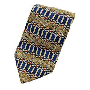 Evan Picone Gold & Navy Tie Necktie Silk Men's 4 X 57